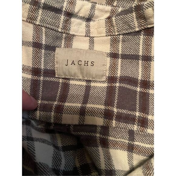 Jachs Mens Brown and Cream Plaid Long Sleeve Button-Up Flannel Shirt Size XXL - Picture 10 of 11